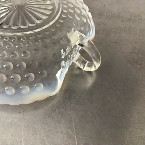 vintage hobnail Opalescent Milk glass ruffled Candy/nut Dish - Picture 3 of 4